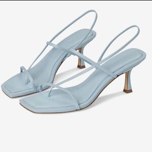 Steve Madden Locke strappy sandals light blue square toe kitten heel Size 7.5